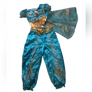 Disney Jasmine Turquise 2 Piece Costume With Attached Cape. Size 4-6